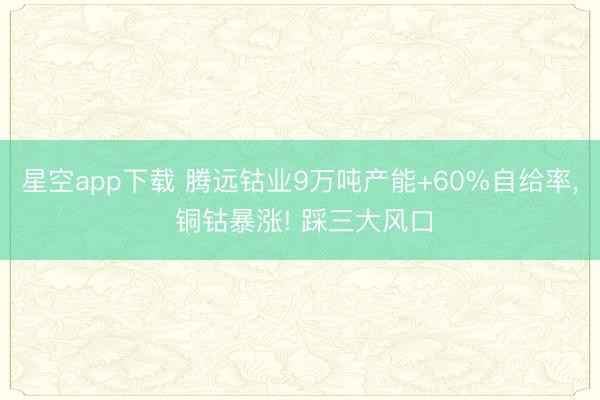 星空app下载 腾远钴业9万吨产能+60%自给率, 铜钴暴涨! 踩三大风口