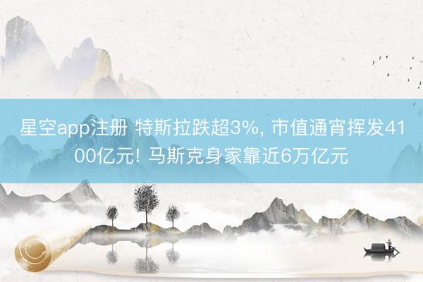 星空app注册 特斯拉跌超3%, 市值通宵挥发4100亿元! 马斯克身家靠近6万亿元