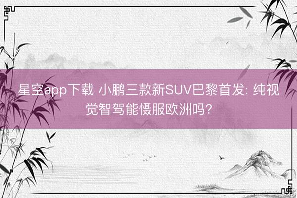 星空app下载 小鹏三款新SUV巴黎首发: 纯视觉智驾能慑服欧洲吗?