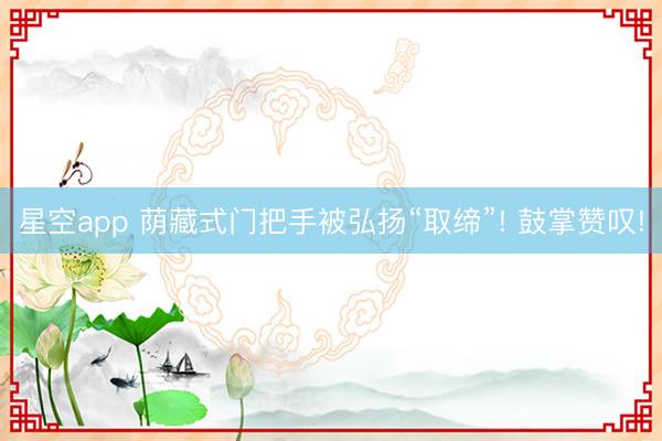 星空app 荫藏式门把手被弘扬“取缔”! 鼓掌赞叹!