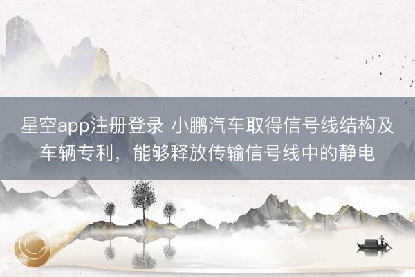 星空app注册登录 小鹏汽车取得信号线结构及车辆专利，能够释放传输信号线中的静电