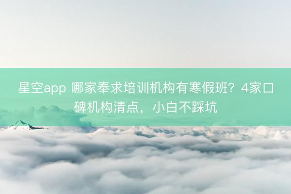 星空app 哪家奉求培训机构有寒假班?4家口碑机构清点,小白不踩坑