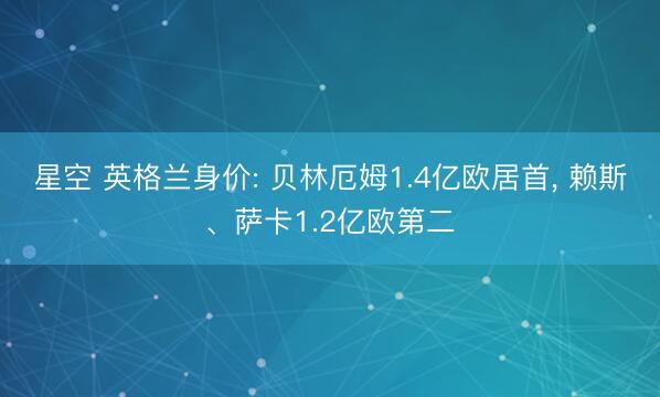 星空 英格兰身价: 贝林厄姆1.4亿欧居首， 赖斯、萨卡1.2亿欧第二