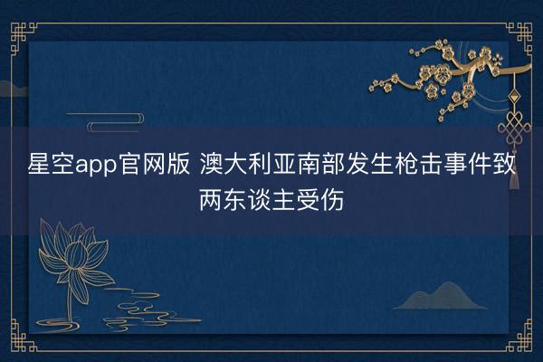 星空app官网版 澳大利亚南部发生枪击事件致两东谈主受伤
