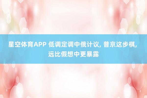 星空体育APP 低调定调中俄计议, 普京这步棋, 远比假想中更暴露