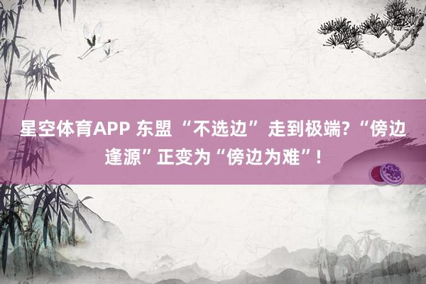 星空体育APP 东盟 “不选边” 走到极端? “傍边逢源”正变为“傍边为难”!