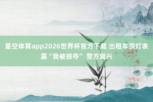 星空体育app2026世界杯官方下载 出租车顶灯表露“我被掠夺” 警方复兴