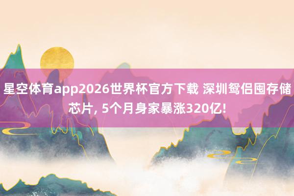星空体育app2026世界杯官方下载 深圳鸳侣囤存储芯片, 5个月身家暴涨320亿!