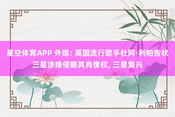 星空体育APP 外媒: 英国流行歌手杜阿·利帕告状三星涉嫌侵略其肖像权, 三星复兴