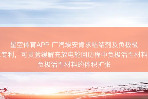 星空体育APP 广汽埃安肯求粘结剂及负极极片制备方式专利，可灵验缓解充放电轮回历程中负极活性材料的体积扩张