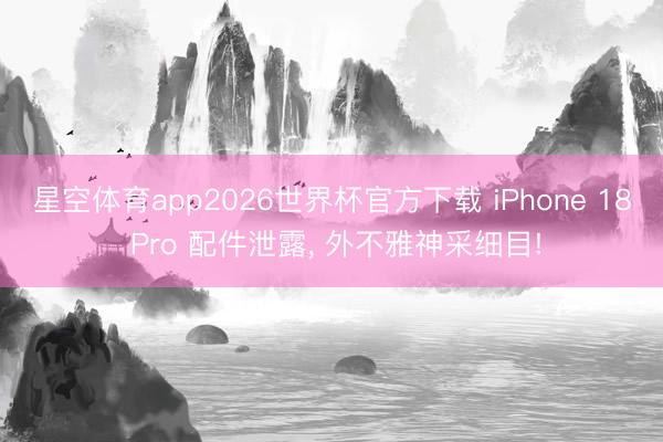 星空体育app2026世界杯官方下载 iPhone 18 Pro 配件泄露, 外不雅神采细目!