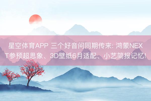 星空体育APP 三个好音问同期传来: 鸿蒙NEXT参预超思象、3D壁纸6月适配、小艺简报记忆!