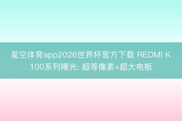 星空体育app2026世界杯官方下载 REDMI K100系列曝光: 超等像素+超大电板