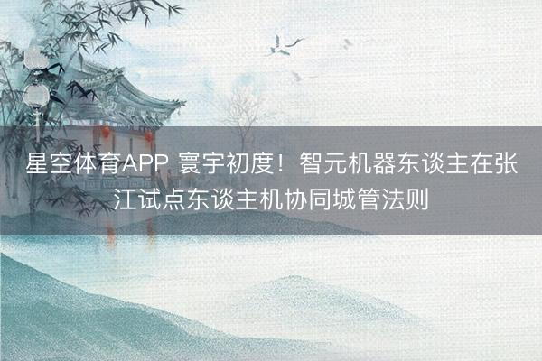 星空体育APP 寰宇初度！智元机器东谈主在张江试点东谈主机协同城管法则