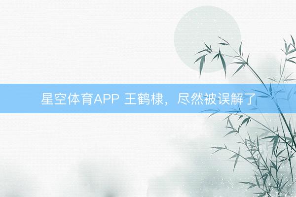 星空体育APP 王鹤棣，尽然被误解了