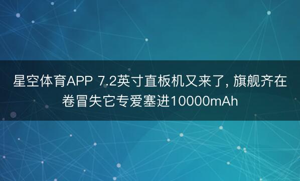 星空体育APP 7.2英寸直板机又来了， 旗舰齐在卷冒失它专爱塞进10000mAh