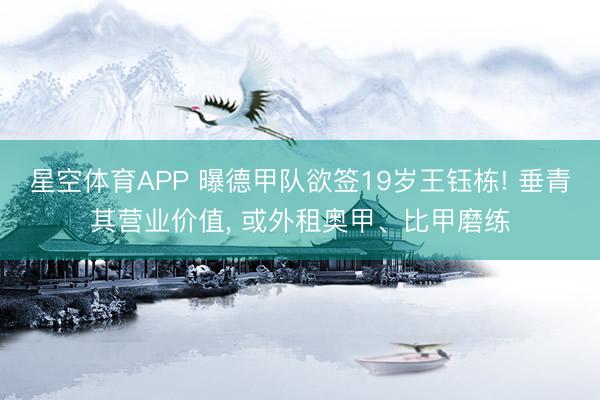 星空体育APP 曝德甲队欲签19岁王钰栋! 垂青其营业价值， 或外租奥甲、比甲磨练