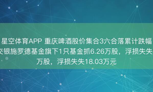 星空体育APP 重庆啤酒股价集合3六合落累计跌幅5.38%，交银施罗德基金旗下1只基金抓6.26万股，浮损失失18.03万元