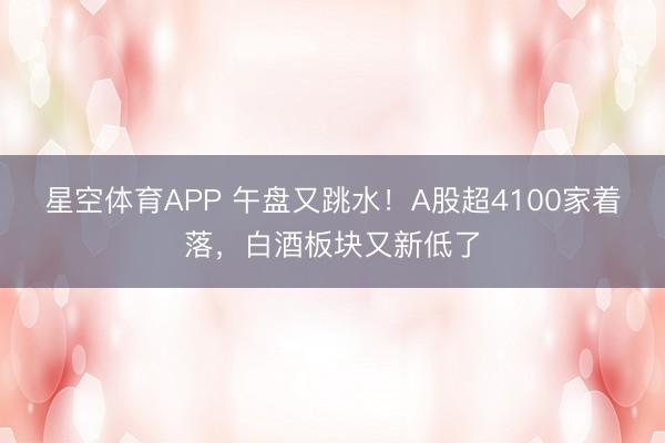 星空体育APP 午盘又跳水！A股超4100家着落，白酒板块又新低了