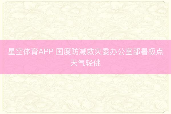 星空体育APP 国度防减救灾委办公室部署极点天气轻佻