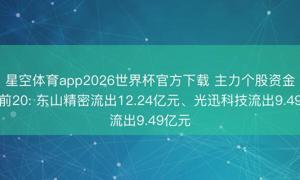 星空体育app2026世界杯官方下载 主力个股资金流出前20: 东山精密流出12.24亿元、光迅科技流出9.49亿元