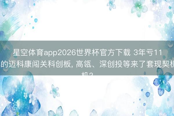 星空体育app2026世界杯官方下载 3年亏11亿的迈科康闯关科创板, 高瓴、深创投等来了套现契机?