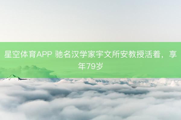 星空体育APP 驰名汉学家宇文所安教授活着，享年79岁